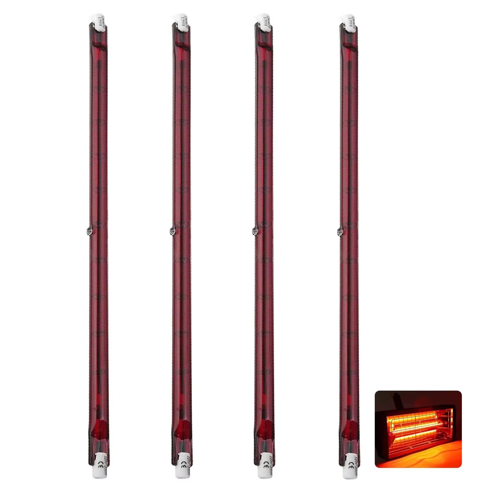 R7S Halogen Bulb 254mm 1000W Dimmable, J-Type R7S Halogen Light Bulb, 1000lm, Double-Ended Push Fit Linear Lamp, 1000W J254 Infrared Tube, No Flicker, 220V Quartz Heat Lamp, 360° Beam Angle, 4 Packs — image 1
