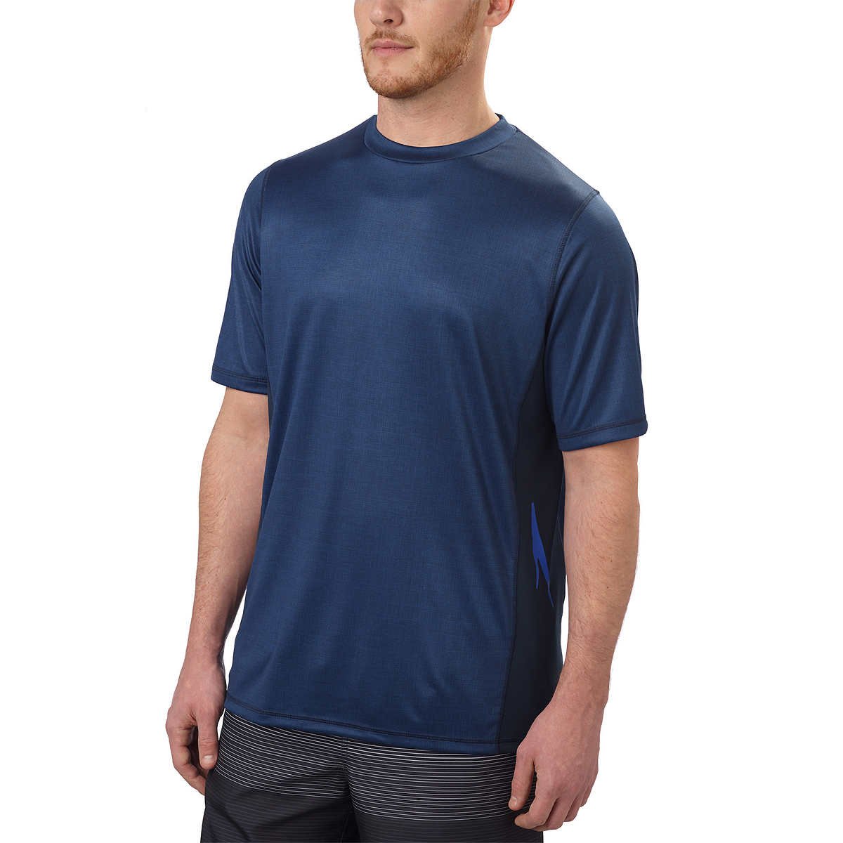 Speedo - Camiseta de natación de manga corta para hombre UV 30+ (pequeño, azul marino)