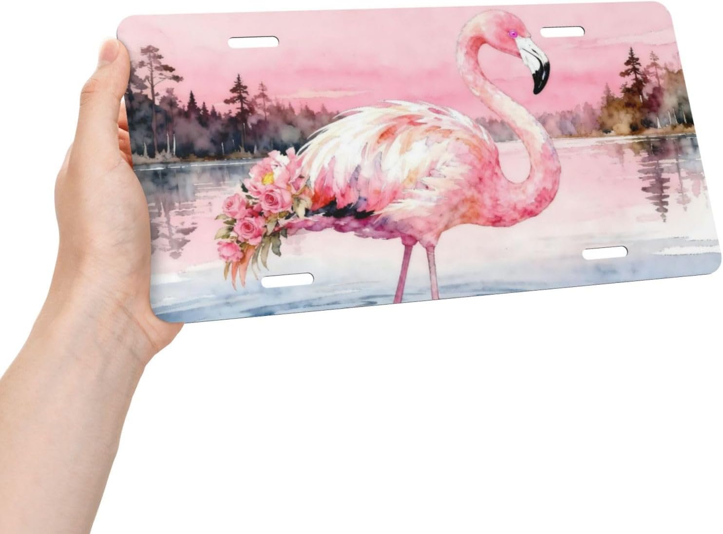 Pink Flamingo Front License Plate Car Decorative License Plates image 3