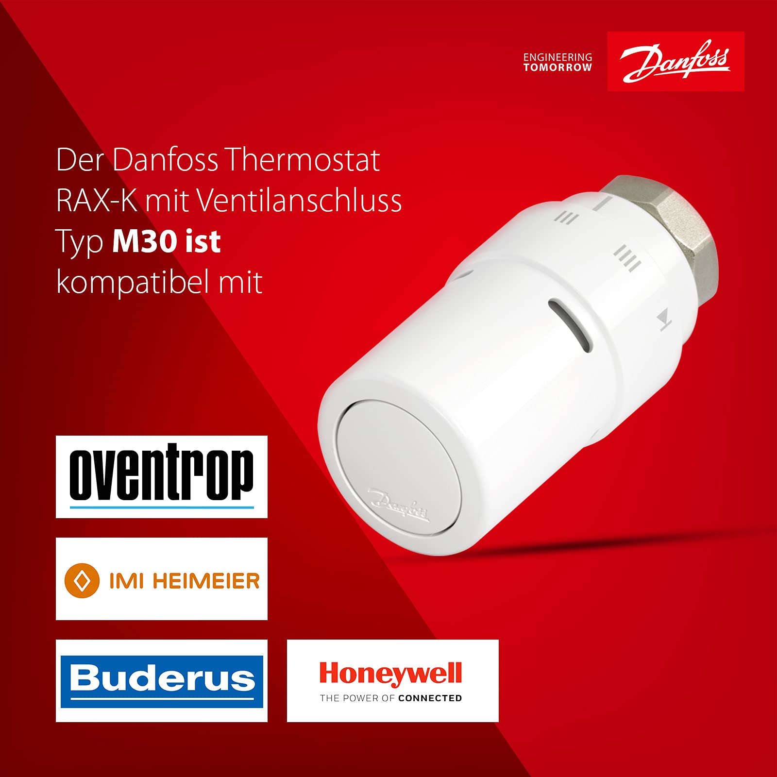 Danfoss 013G6080 Rax-K White Design Termostat do Grzejnika, Biały