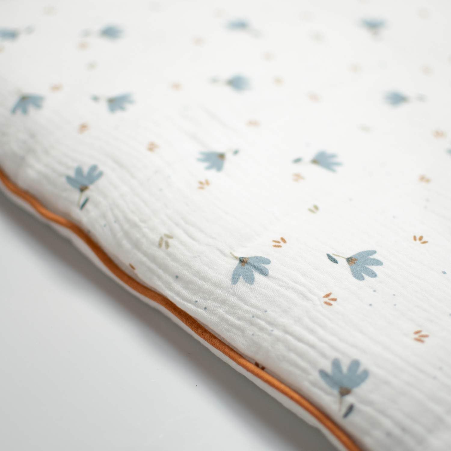 Sevira Kids – Almohada plana reversible de gasa de algodón, aciano Made in France