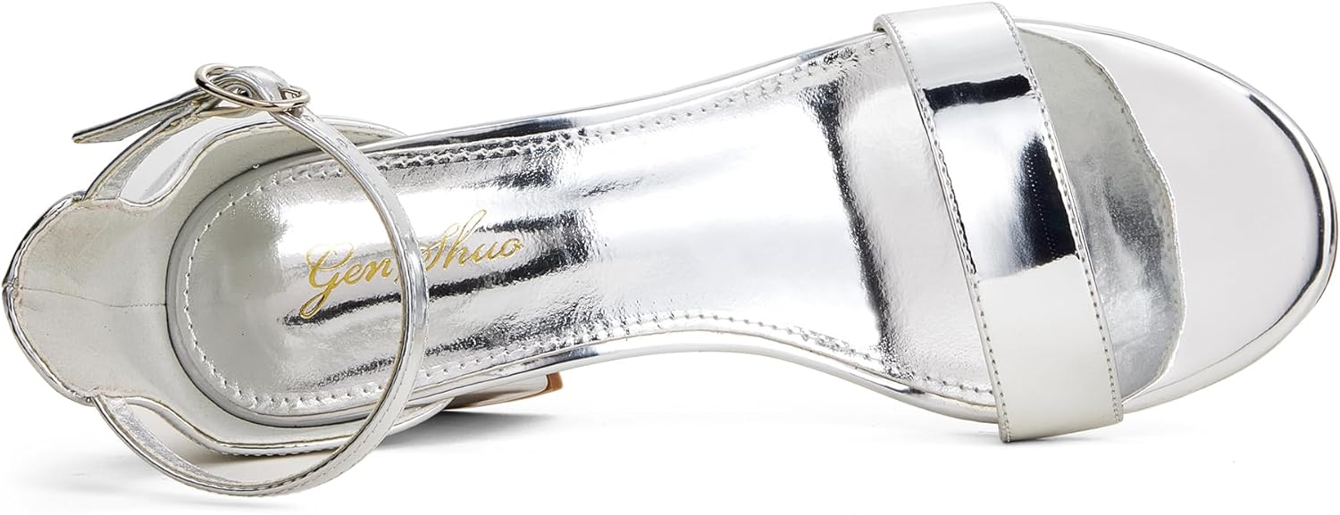 GENSHUO Women's Low Block Heel Sandals Strappy Open Toe Dress Heels Comfortable Sexy Cute Ankle Strap Wedding Party Prom Summer Heeled Shoes - Image 7