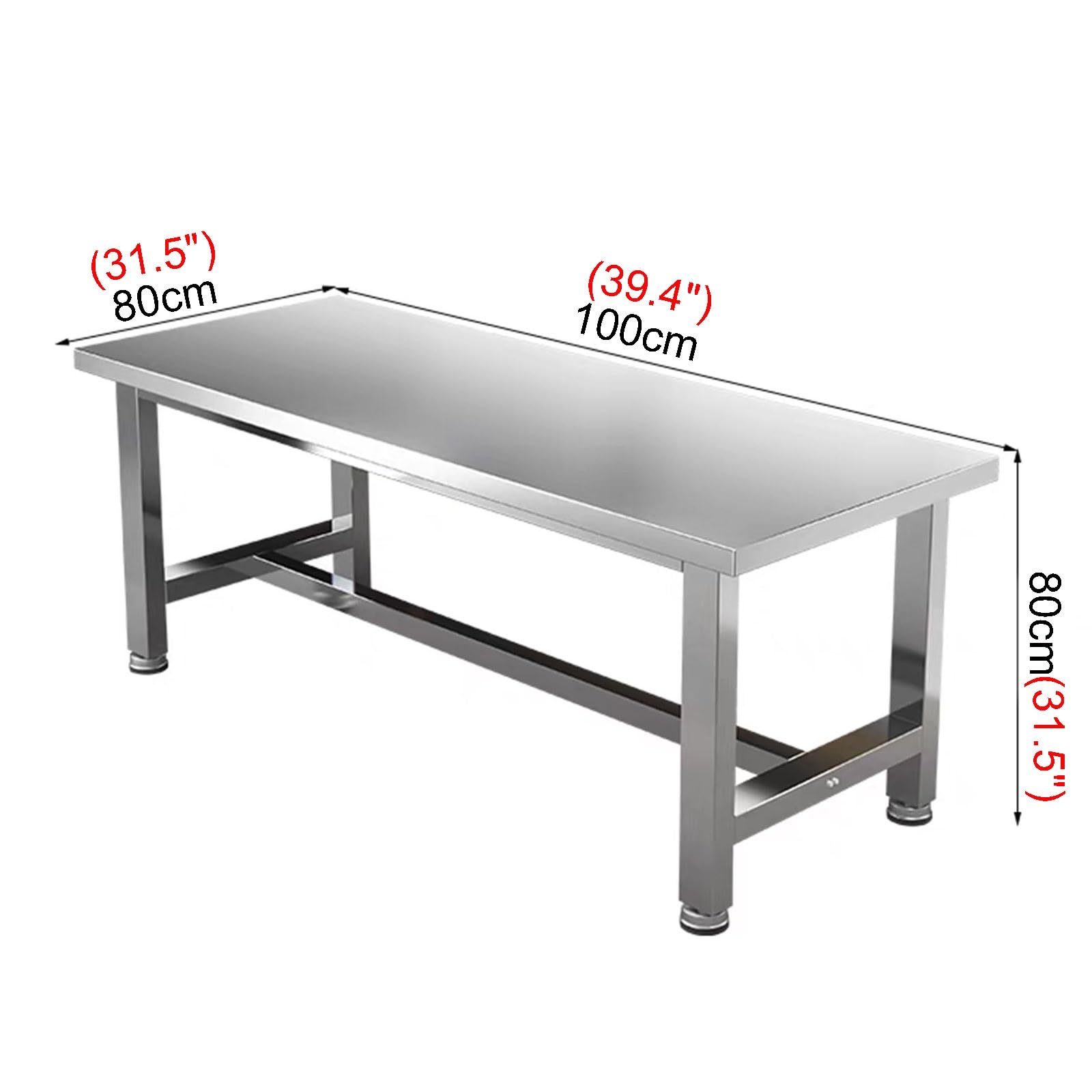 Tavolo da lavoro in acciaio inox resistente con piedini regolabili, tavolo da imballaggio multifunzionale, facile da installare, impermeabile e antiruggine, ideale per fabbriche