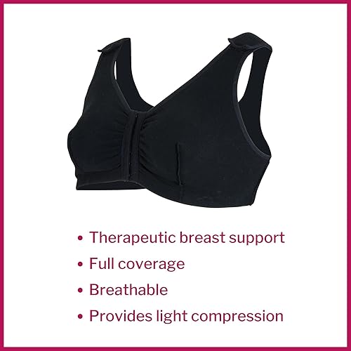 Miniatura 2 de McKesson Sujetador quirúrgico de algodón y elastano negro Sujetador posquirúrgico para soporte de pecho de cobertura completa con compresión ligera