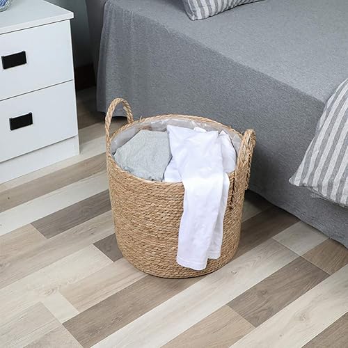 Miniatura 5 de Zerodeko Cesta de hierba marina, cesta de paja, cesta tejida, maceta de mimbre con forro de plástico para plantas de interior, lavandería, 6.3 in,