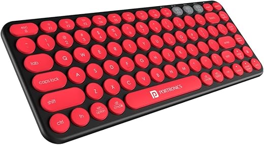 Portronics Bubble 2.0 Wireless Keyboard with Bluetooth + 2.4 GHz Receiver, Connect 3 Devices, Compact TKL Size, 10m Working Range, Function…