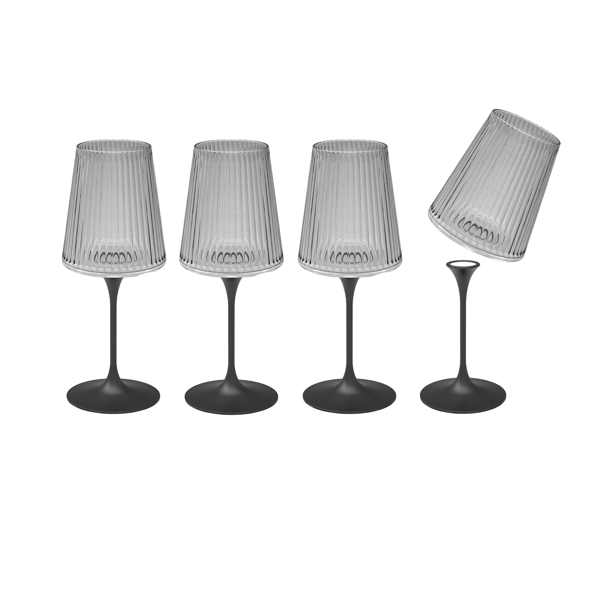 Trebonn SplitGlass Easy Design Set – 2 Steli Magnetici + 2 Coppe Modulari Trasparenti – Da Bicchiere a Calice in 1 Click – Infrangibile, Salvaspazio, Lavabile in Lavastoviglie