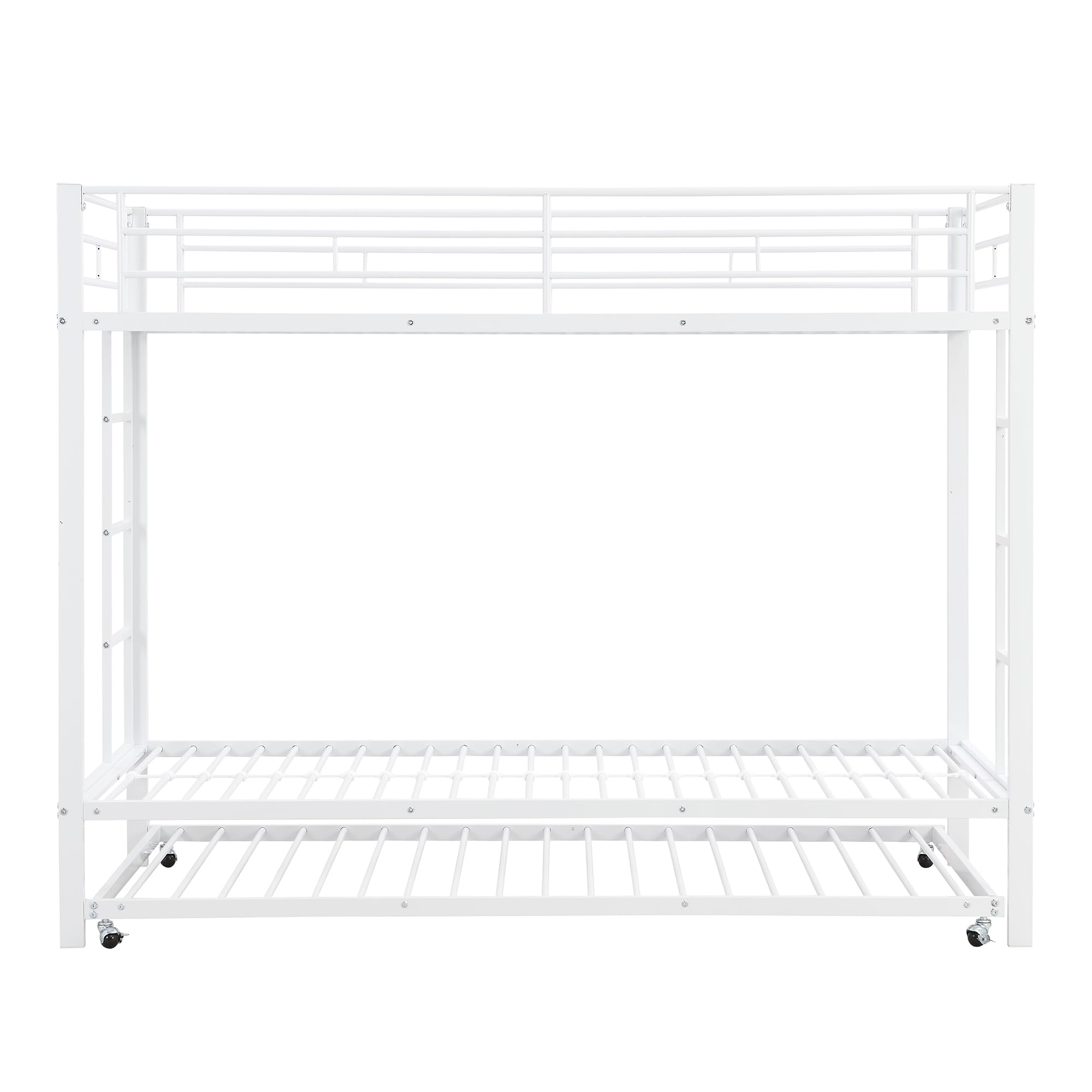 Letto a castello da 90 x 200 cm con struttura in ferro e letto estraibile da 90 x 190 cm - Letto per bambini con alta barriera di protezione, certificato EN747, costruzione robusta - Triplo
