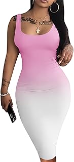 Women Casual Sexy Tank Top Bodycon Dress Summer Pencil Sleeveless Basic Midi Club Dresses - Buy now