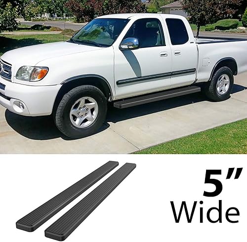 Miniatura 2 de APS (Estribos de acero inoxidable con recubrimiento en polvo negro de 5 pulgadas, barras Nerf, escalones laterales compatibles con Toyota Tundra