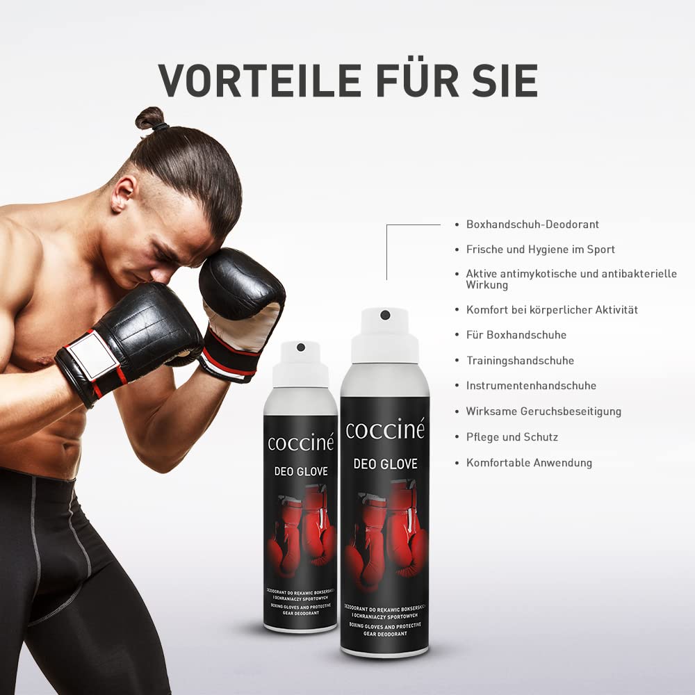 Cocciné - Deodorant für Boxhandschuhe, Fitness Handschuhe und Gym Handschuhe, Deo Spray für Boxhandschuhe Männer und Damen, Antibakterielle Geruchsentferner, Deo Box Handschuhe Gegen Geruch - 3st.