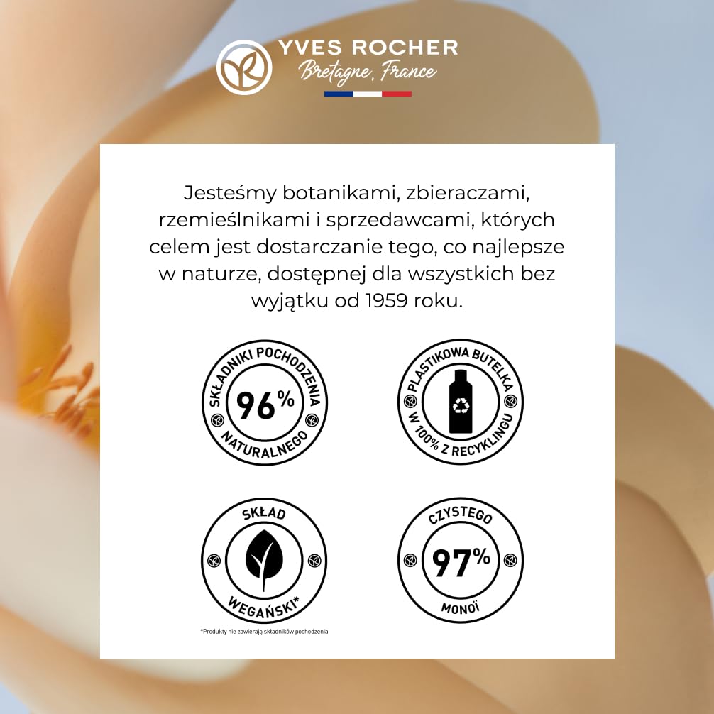 Yves Rocher Olejek odżywczy do ciała i włosów Monoi – 97% czystego Monoï z Tahiti – Intensywne odżywienie i nawilżenie, satynowa miękkość – Szklana butelka do recyklingu – 100 ml