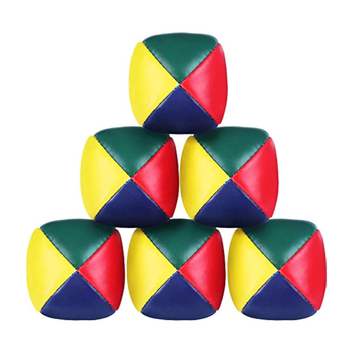 Colorful Juggling Balls Set of 6 PU Leather Beanbag 2in Street Practice