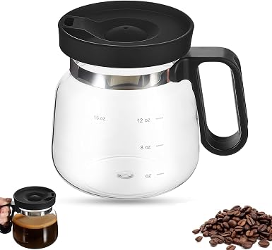 Coffee Pot Mug, 16 Oz Glass Coffee Mug - Mini Coffees Pot Coffee Mugs, With Scale Display Portable Mini Small Capacity Clear Cup for Hot Teas