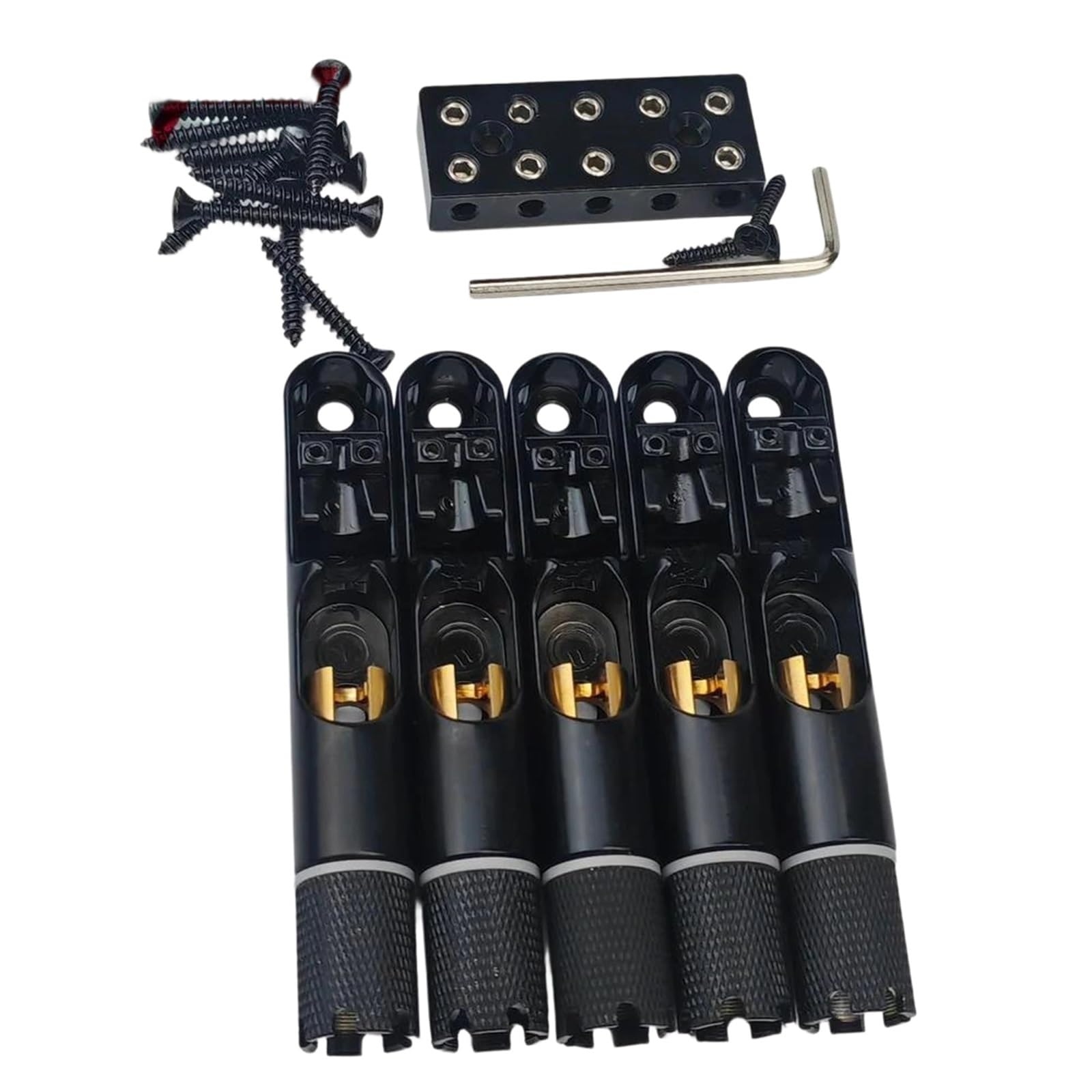 Miłośnicy Muzyki Mostek Gitarowy 4/5 Sztuk Jednostrunowych Bezgłowych Stałych Mostków Wentylatorowych Do Basu Elektrycznego(5 PCS)