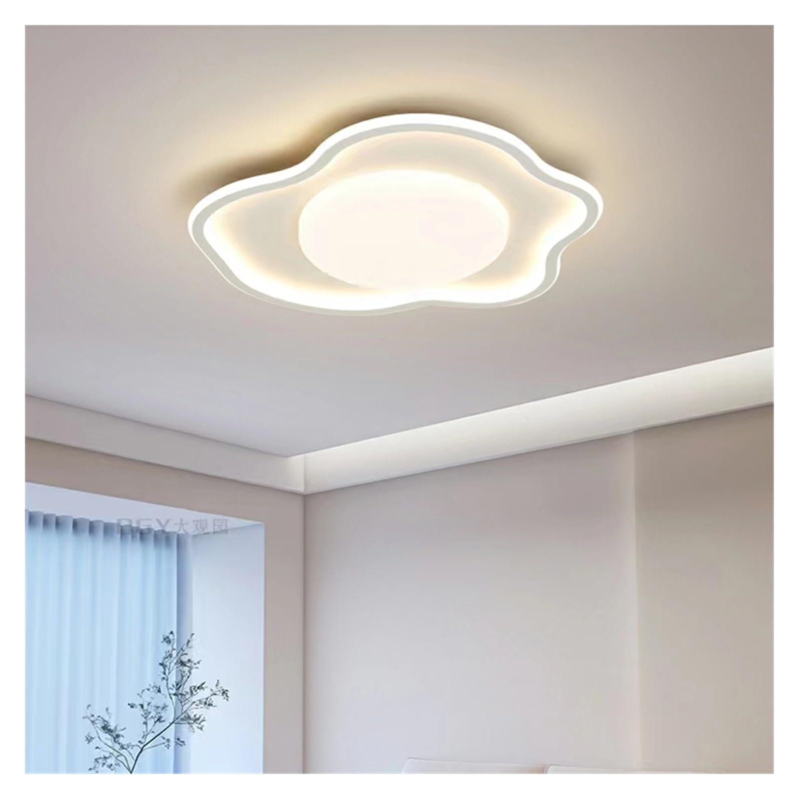 Lampa sufitowa LED w nowoczesnym stylu nordyckim, z pilotem zdalnego sterowania, do salonu, pokoju dziecięcego, dekoracja domu (biała, 57 cm, możliwość ściemniania).