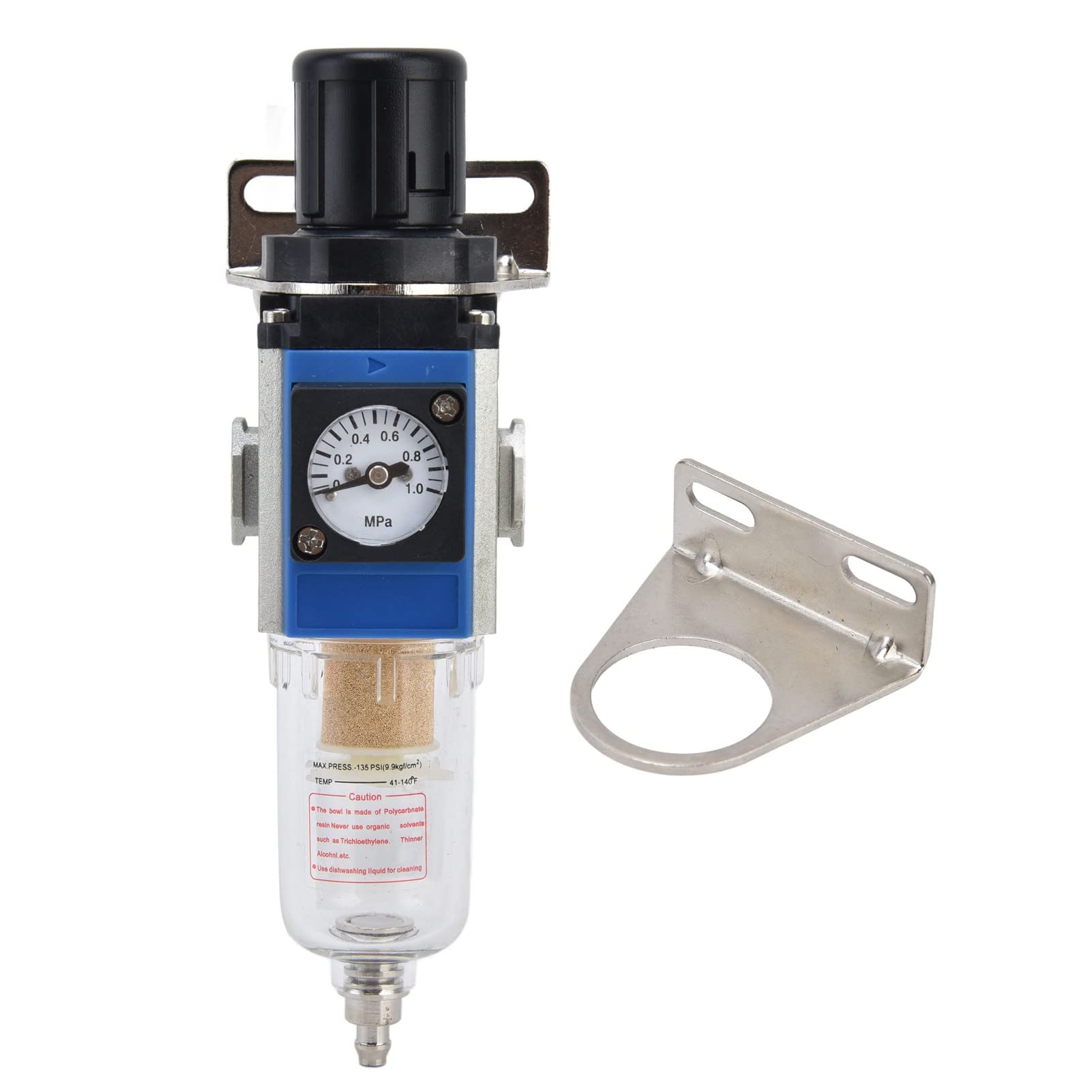 Respicefinem Air Compressor Filter Self Locking Pressure Regulator with 10CC Cup Capacity Ideal for Compressed Air Systems Featuring Pressure Self Locking Structure Balanced (GFR200-06)