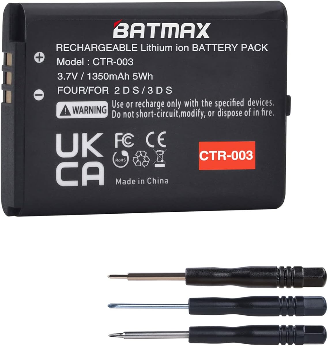 Batmax 1350mAh CTR-003 Battery for Nintendo 3DS 2DS Game Console