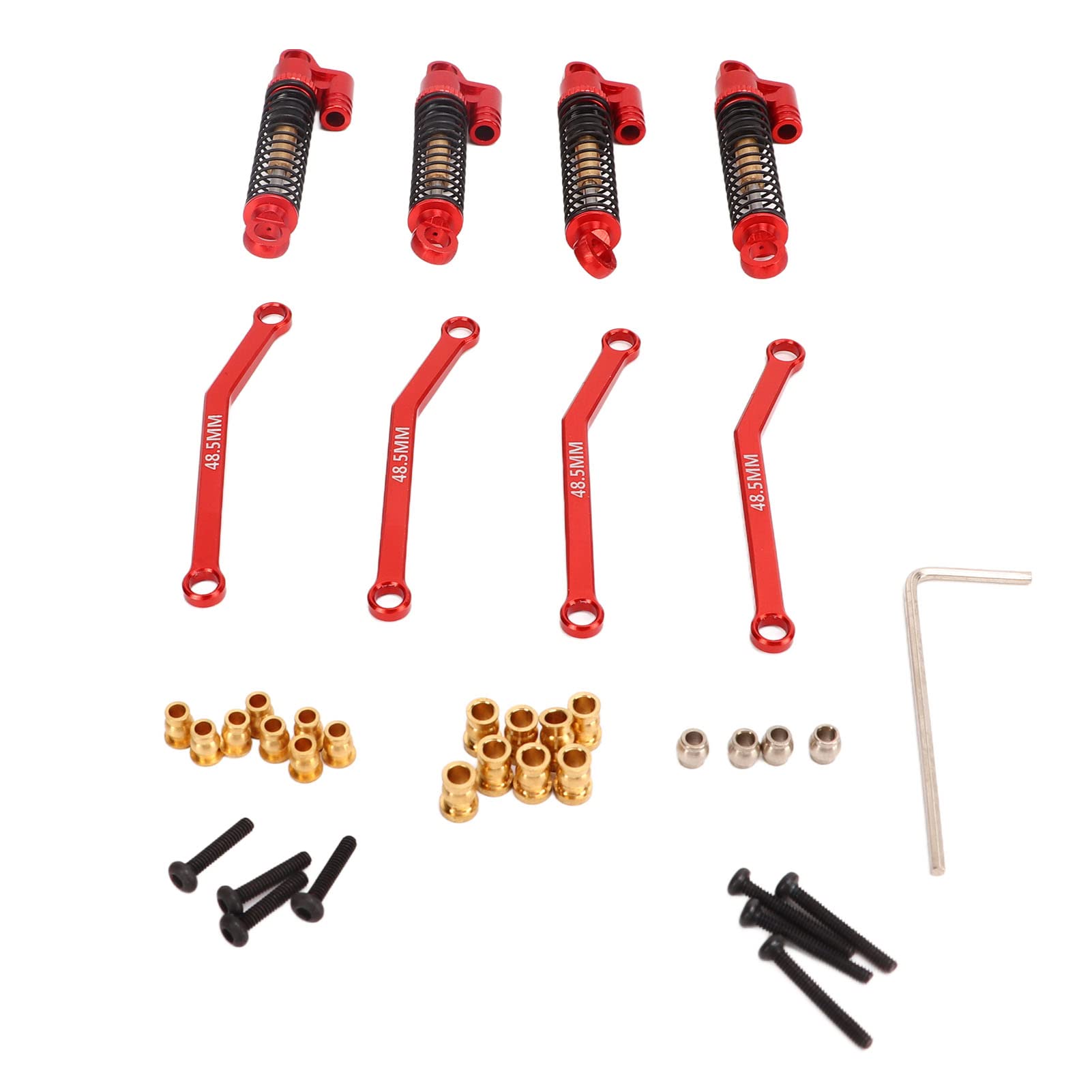 Zestaw drążków kierowniczych 1/24, stop aluminium, stal, wysoka dokładność, niewielka waga, zestaw drążków kierowniczych 1/18 do FMS FCX24 (czerwony)
