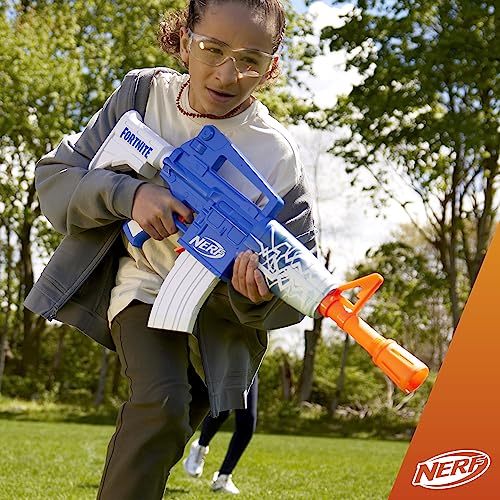 Nerf Fortnite Blue-Shock Blaster, 10-Dart Clip, 10 Elite-Nerf Darts, inklusive Bonuscode zum Freischalten des Beat Wrap im Spiel, motorisierter Dart-Blaster