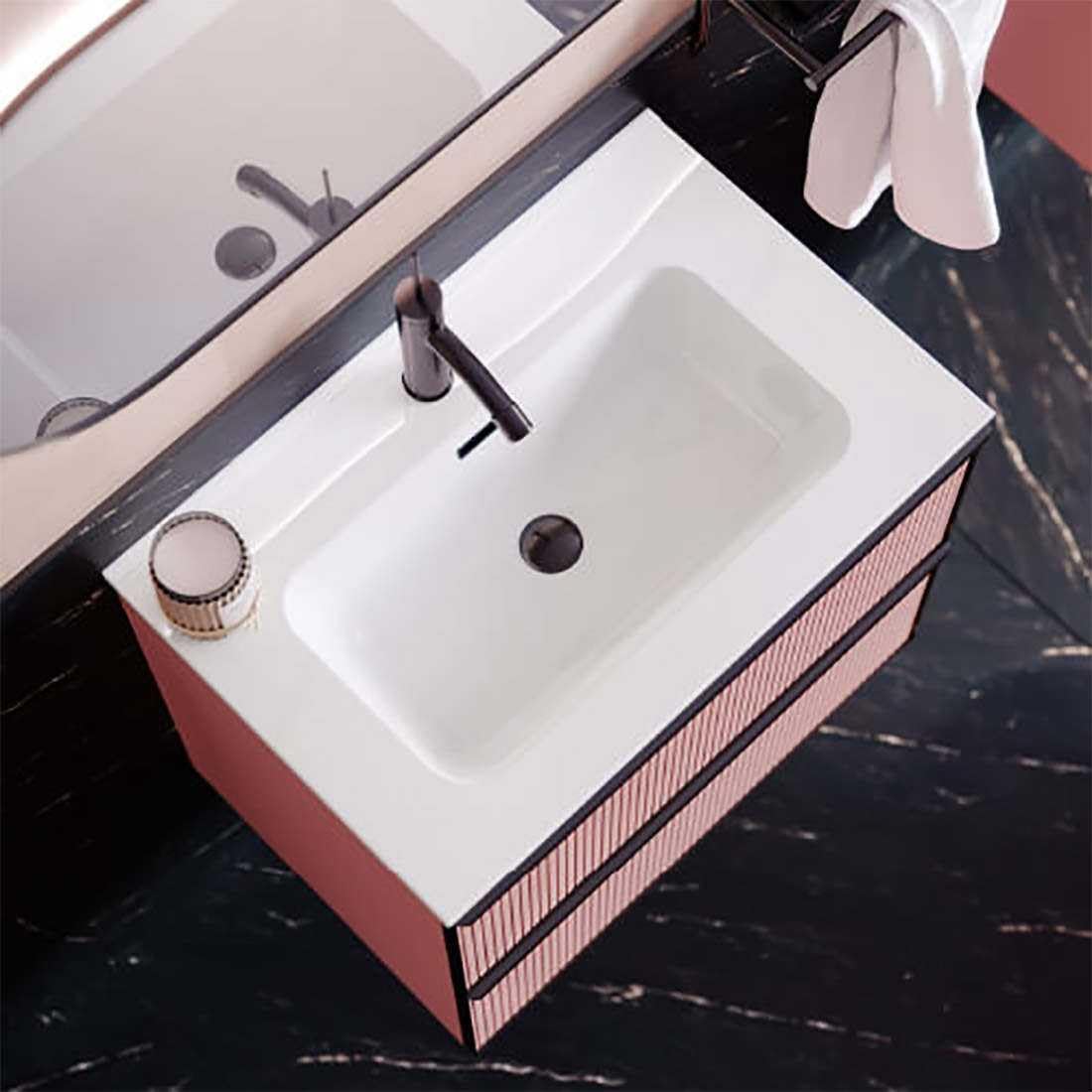 Lavabo Encimera Cerámico Gandía | Pila Lavamanos Rectangular 101x46 cm | Lavabo para Mueble de 100 x 45 cm, con Rebosadero, con orificio grifo, 1 seno centrado. (101 x 46 cm)