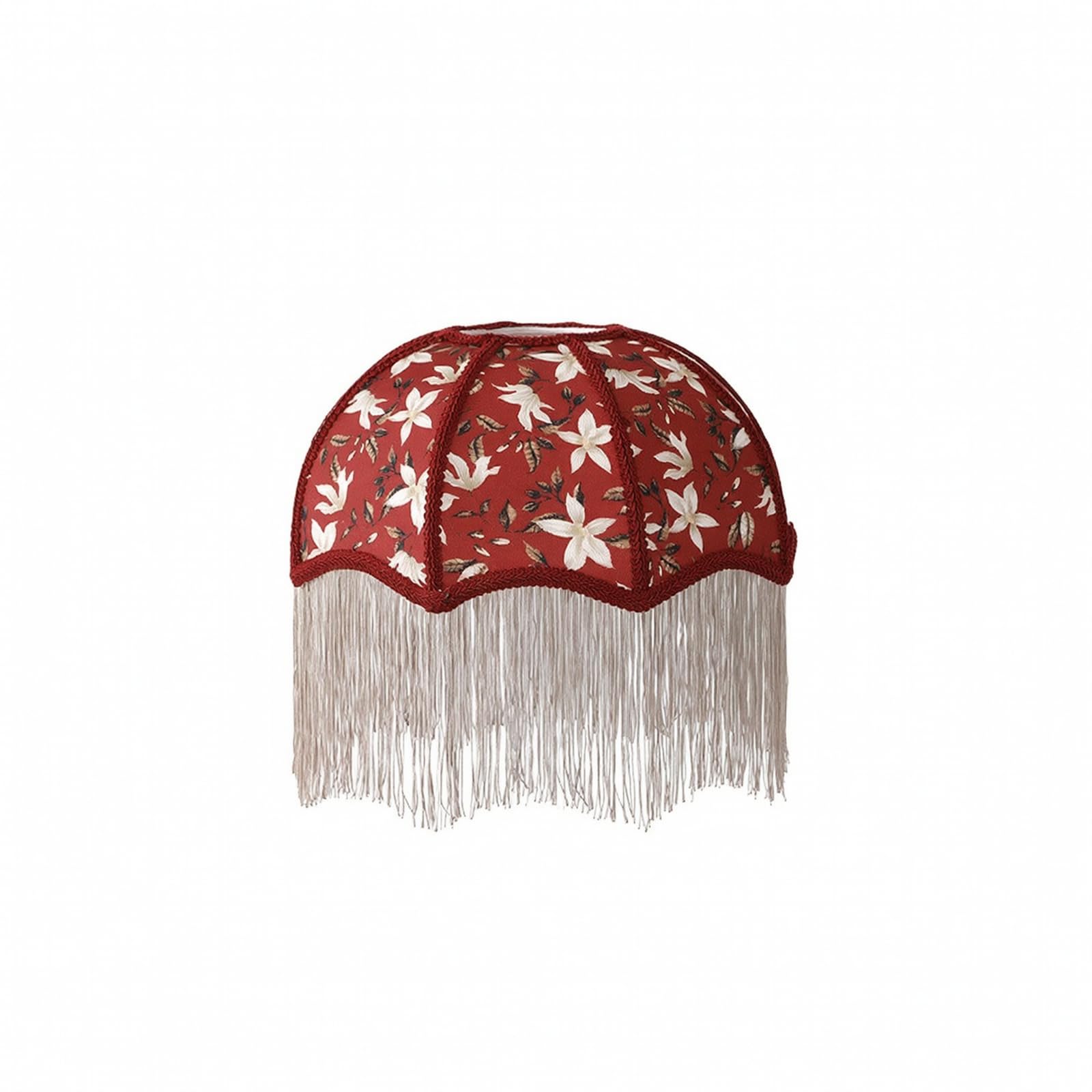 Vintage-Influenced Lampshade with Fringe, 30 Cm, Red