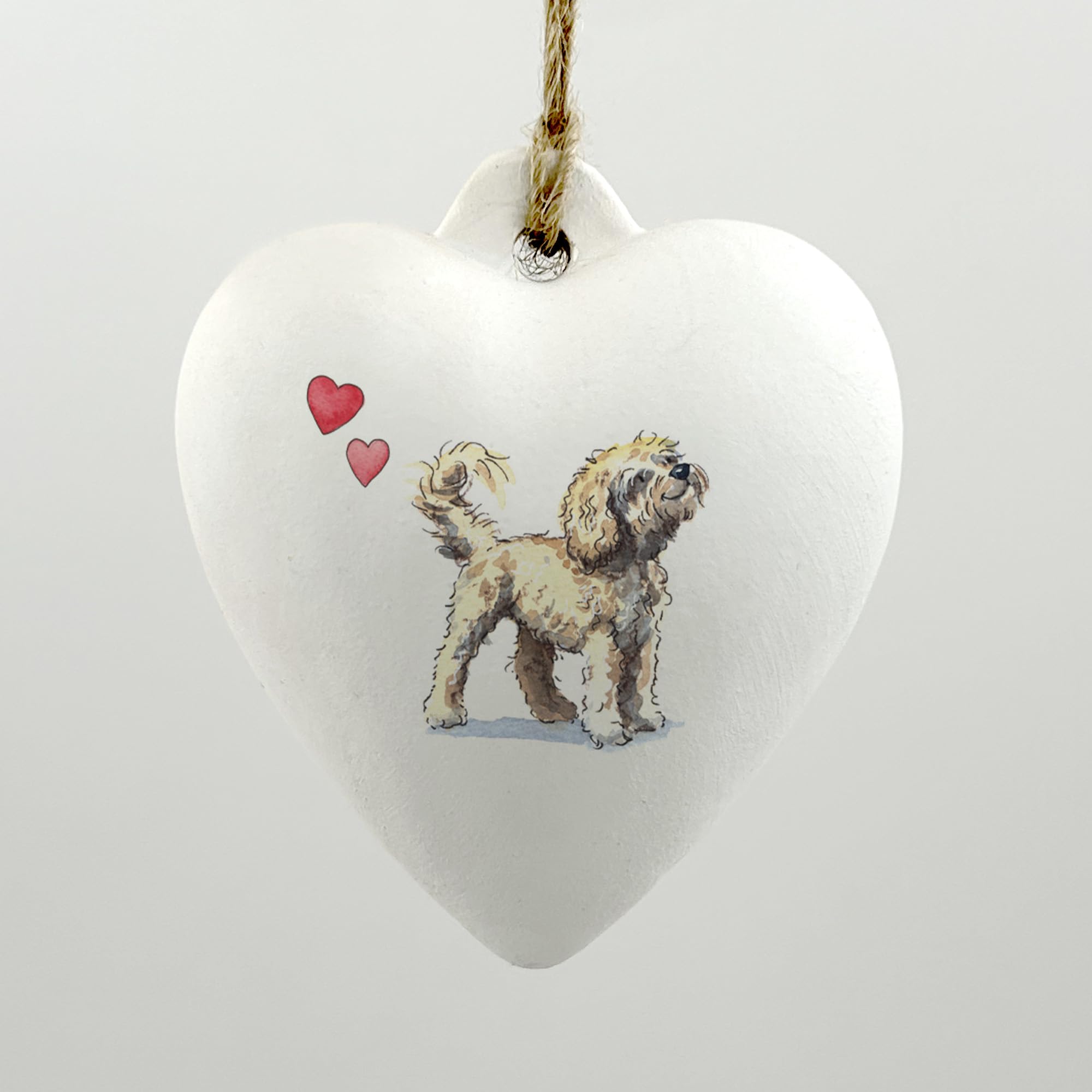 Image Industry Cavapoo Blonde Ceramic Heart Bauble - Dog Lovers - Gift for the Home - Hanging Ornament