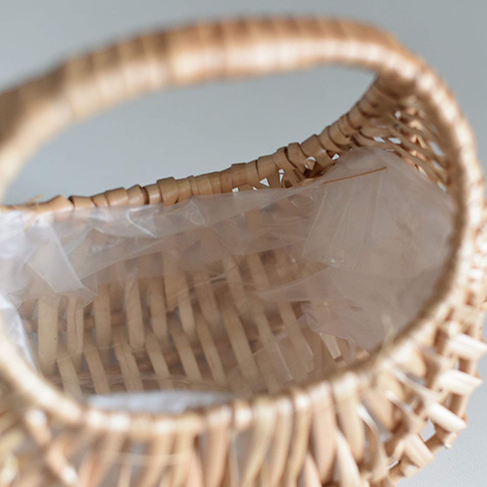 Confezione da 2 cestini per la composizione dei fiori, alti 17 cm, in rattan, portatili, fatti a mano, per la tessitura, per matrimoni, fiori e ragazze