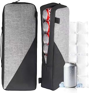 Golf Cooler Bag with Ice Pack, Keeps Drinks Cold for Hours,Holds 6 Pack of Cans or 2 Wine Bottles, Fits Discreetly in Golf Bags, Cool Golf Gifts for Men Golfers