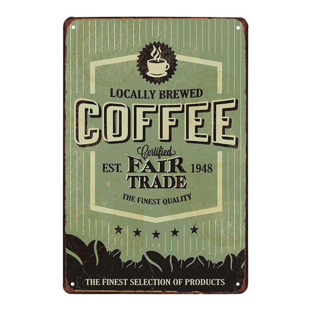 Juego de 4 placas de metal retro vintage con diseño de café