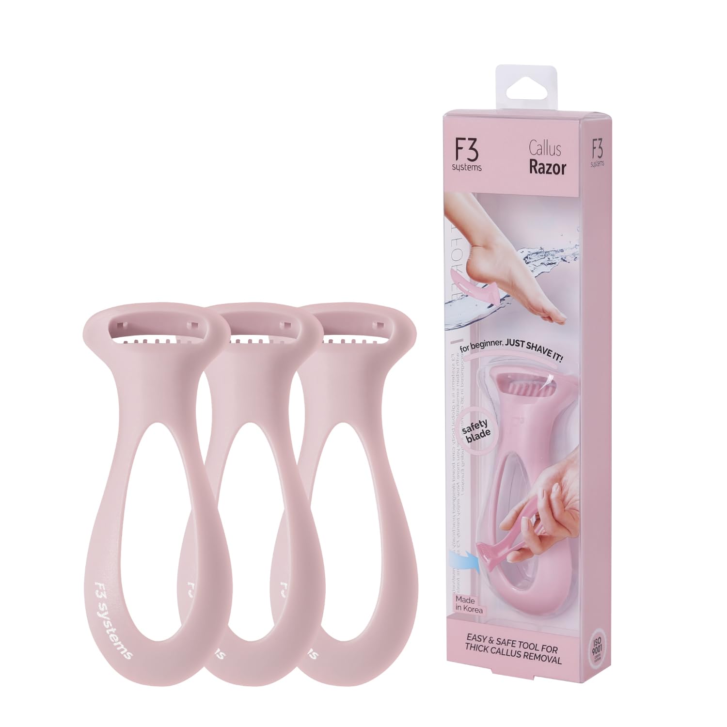 Callus Razor(3pack), Pedicure Tool, Effective for Cracked Heel, Ergonomic Design for Grip, Safety Stainless Steel Callus Shaver, Blade for Foot Care, Hard, Rough,Thick Callused Skin Remover