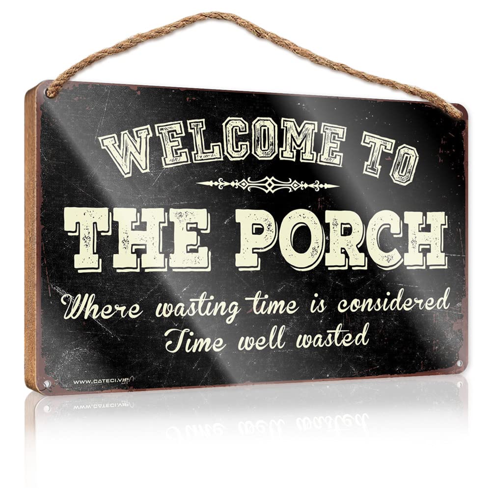 FZFN Wood Sign Decor Welcome To The Porch Wooden Sign Hello Winter Sign Fall Front Porch Decorations(15X28CM)