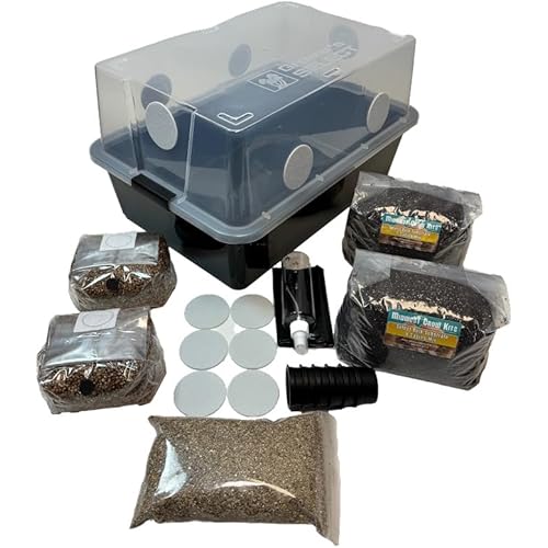 Mushroom Monotub Large 66Q Grow Kit | Complete Mushroom Grow Kit | for Dung-Loving Mushrooms | Includes 2 sterilized Grain Spawn Bags, Bulk Substrate, Vermiculite, Filters & More! Just add Spores