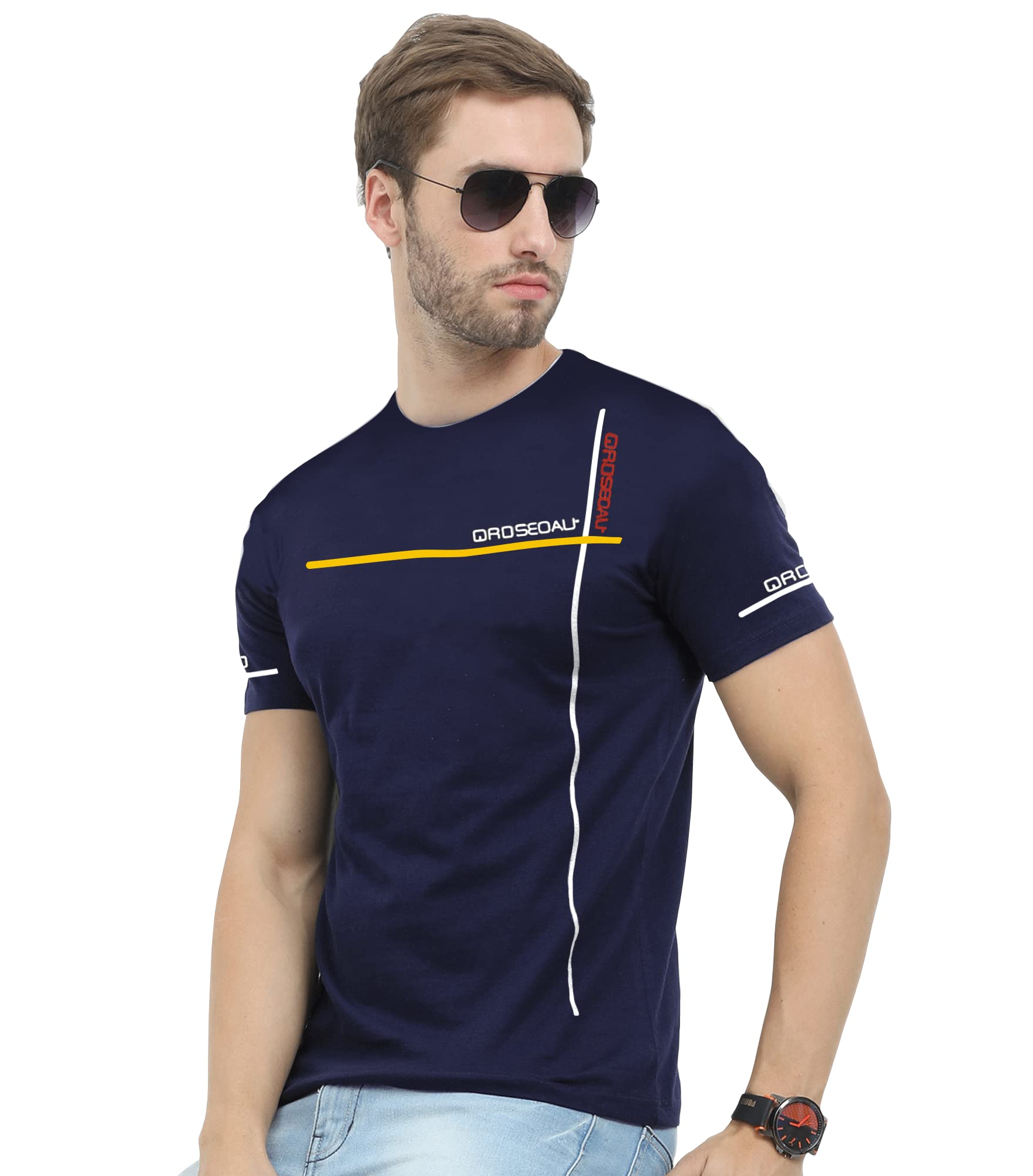 REYAMens Cotton Regular fit Round Neck Half Sleeve T-Shirt