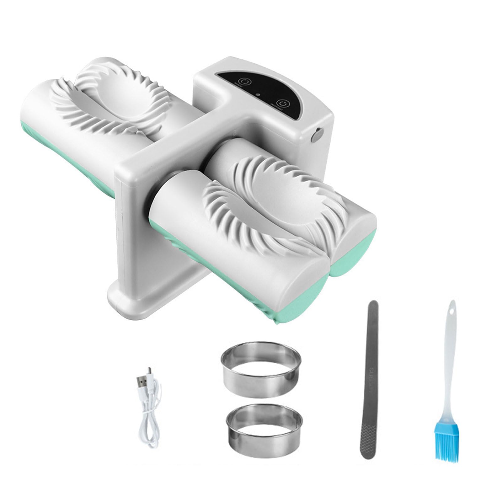 carotoe Electric Dumpling Maker Machine with Spoon Brush Double Head Automatic Electric Dumpling Machine Kitchen Tool Maker Mold