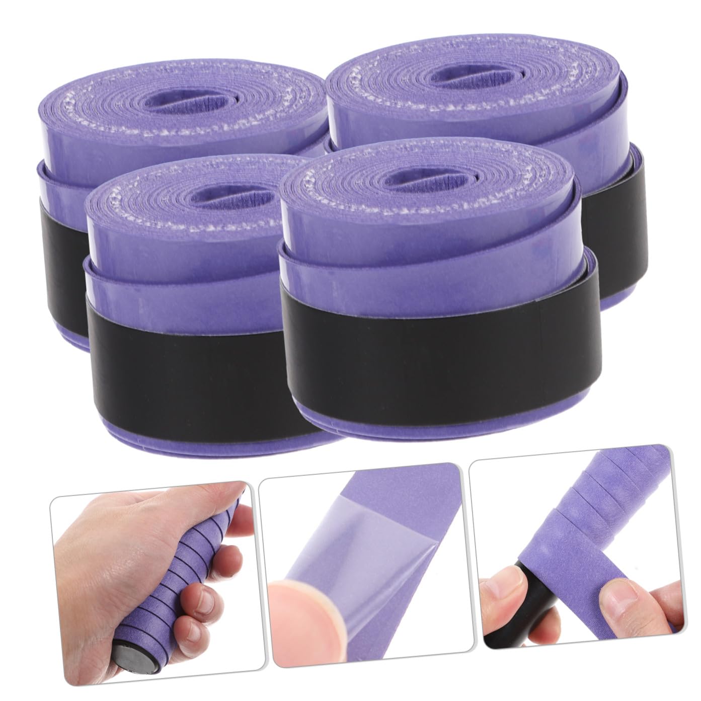 ibasenice Fascia Fasce per Racchette Assorbenti Il ​​Sudore Overgrip per Racchette da Badminton Rifornimenti di Supporto Nastri per Racchette Multifunzione Viola,Porpora Pu