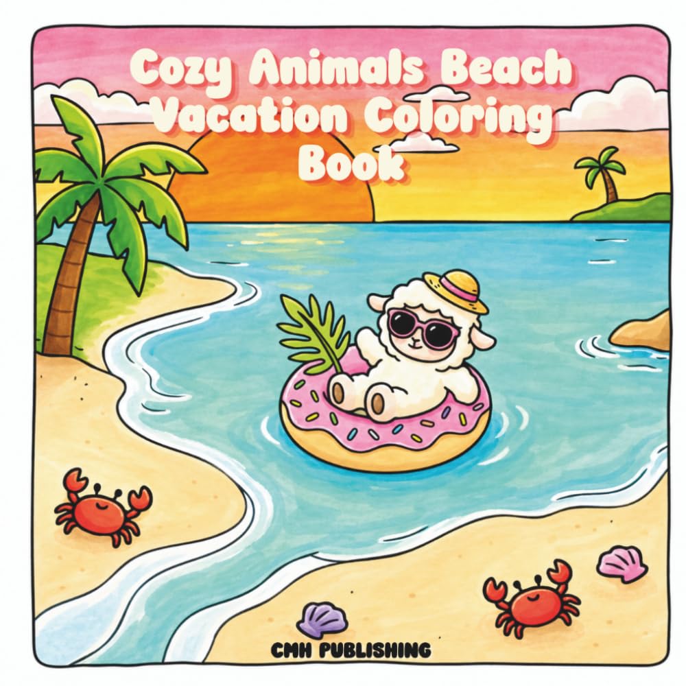 Cozy Animals Beach Vacation Coloring Book: Relaxing Bold & Easy Designs of Cute Animals at Resort Getaways (Cute Life)