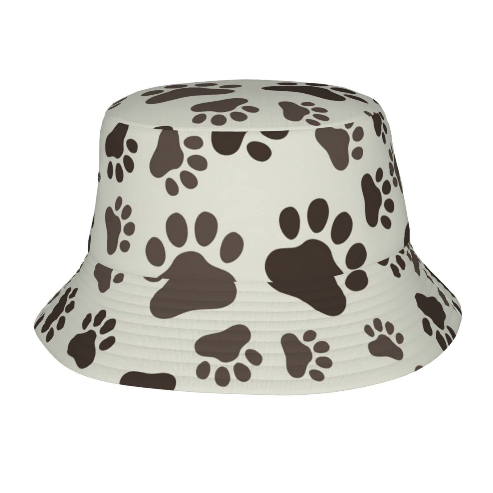 Lsjuee Dog Paw Print Bucket Hat for Women Men Packable Travel Beach Sun Hat Outdoor Fisherman Cap Black