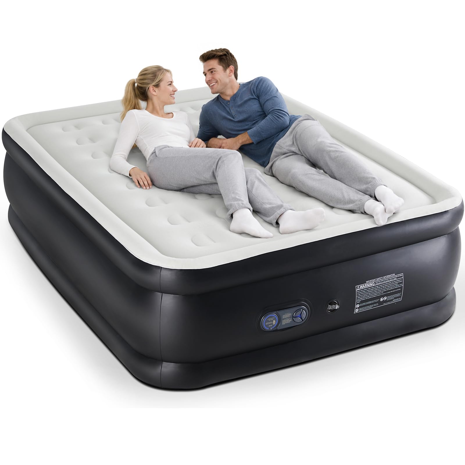 Sweetcrispy Weight Capacity 660 lbs Air Bed, Double Height, Non-Slip Bottom Design, Queen Air Mattress - 22" Inflatable Blow Up Airbed with Built-in High Capacity Pump for Home or Camping