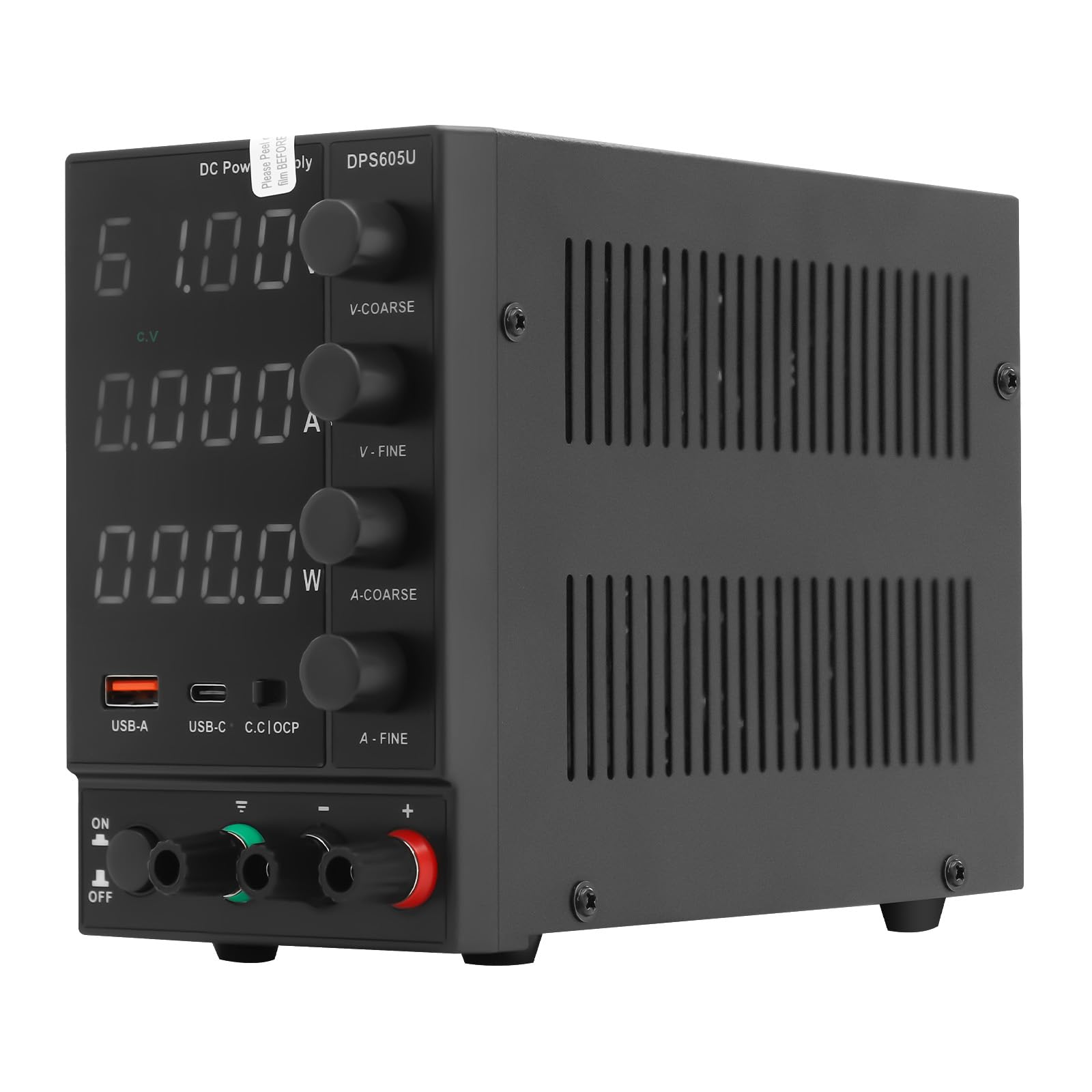 Zasilacz laboratoryjny, zmienny zasilacz DC, zasilacz DC z szybkim ładowaniem USB-A/typ C, 4-cyfrowy zasilacz laboratoryjny, dla elektryków, inżynierów, laboratoriów, warsztatów i