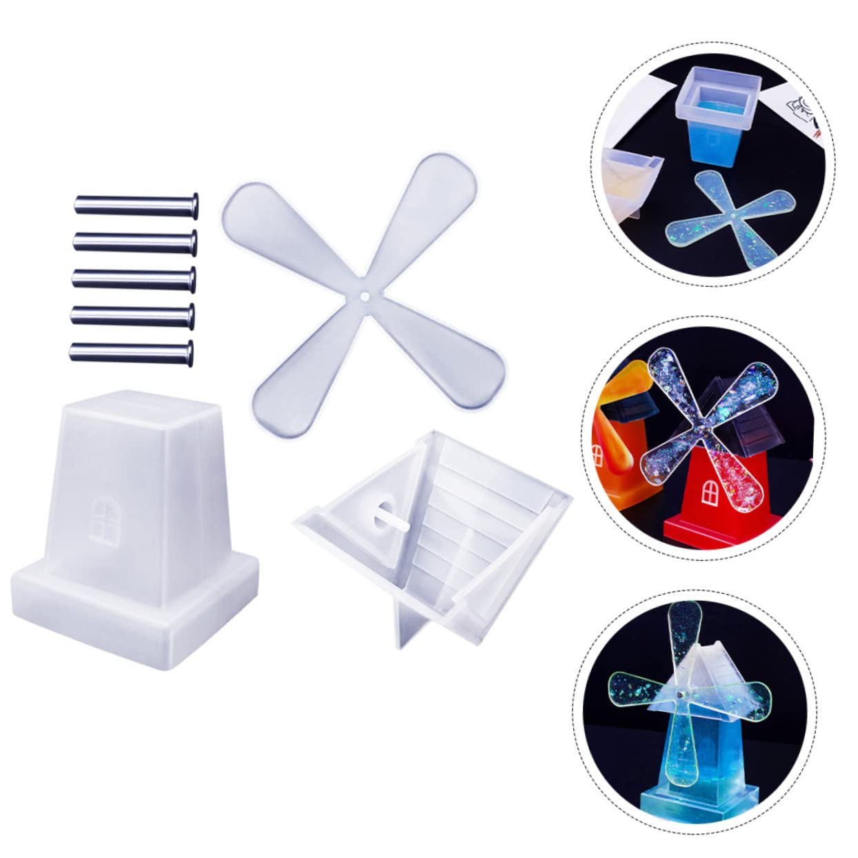 EXCEART 5juegos Molde De Silicona Para Viento Rotatorio Moldes De Epoxi Para Manualidades Incluye Accesorios y Material Duradero y Flexible
