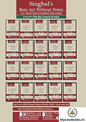 Singhal’s Bare Acts (20 Bare Acts) without Short Notes/Comments + Previous Year Solved Papers(Free) for AIBE Exam 2023 Edition