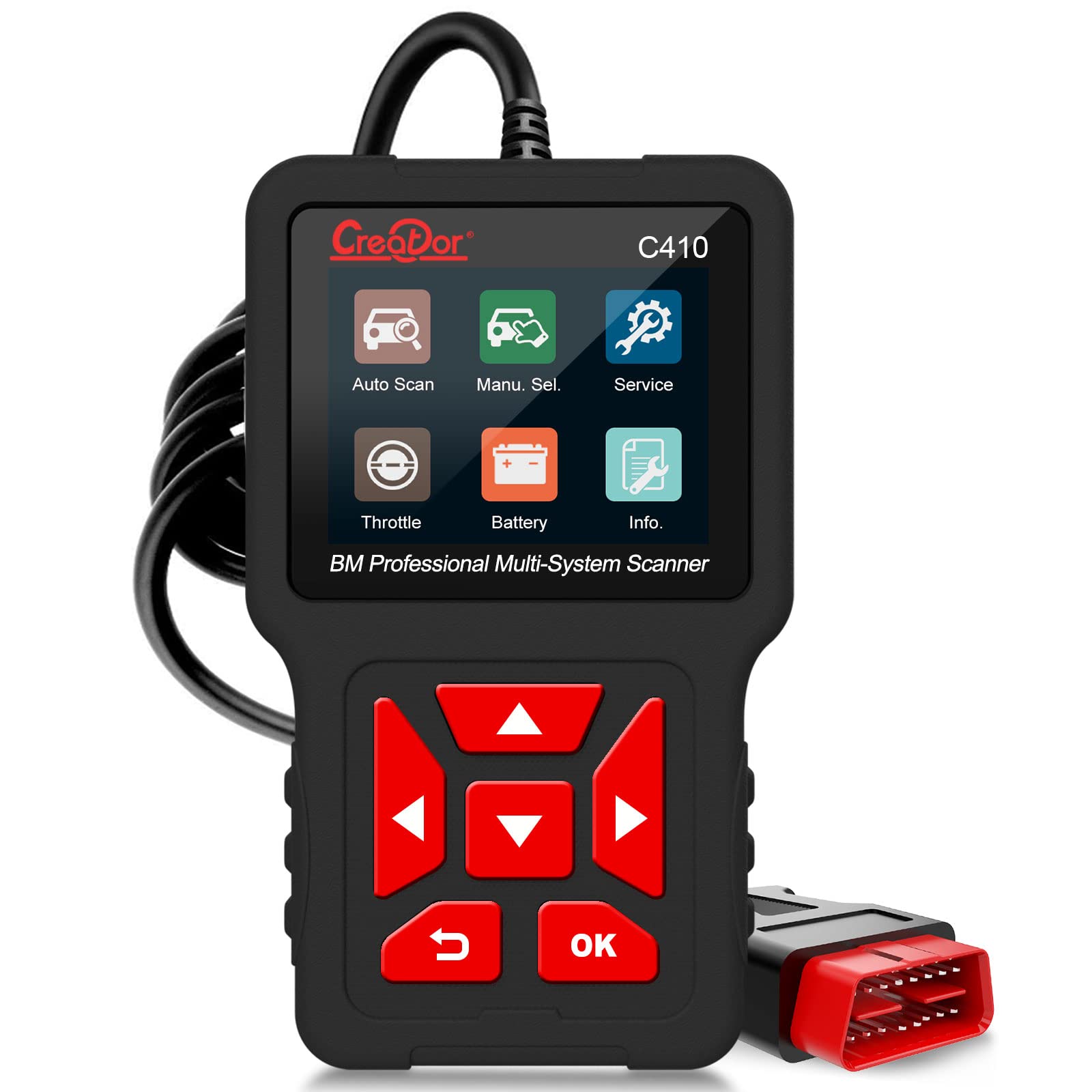 Creator C410 Lector de Códigos OBD2 para BMW y Mini Escáner de Diagnóstico Multi-Sistema (ABS, SRS, EPB, DPF) Reset de Aceite y Registro de Batería Herramienta de Diagnóstico OBDII Completa