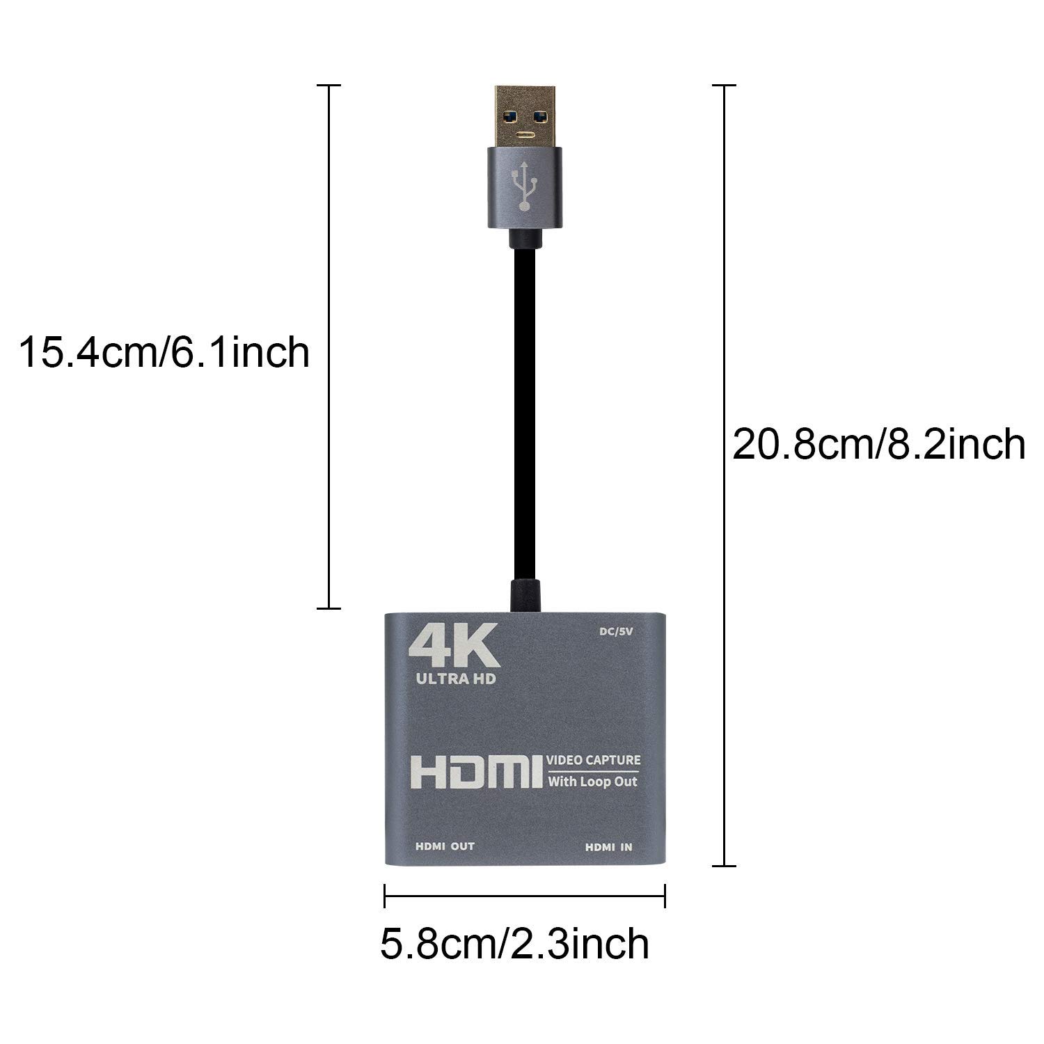 Duttek HDMI Video Capture Card with Loop Out, HDMI to USB 3.0 Video Capture Card Converter Adapter 4K HD 1080P for PC Laptop Projector HDTV Compatible with Windows XP, MAC, Linus System