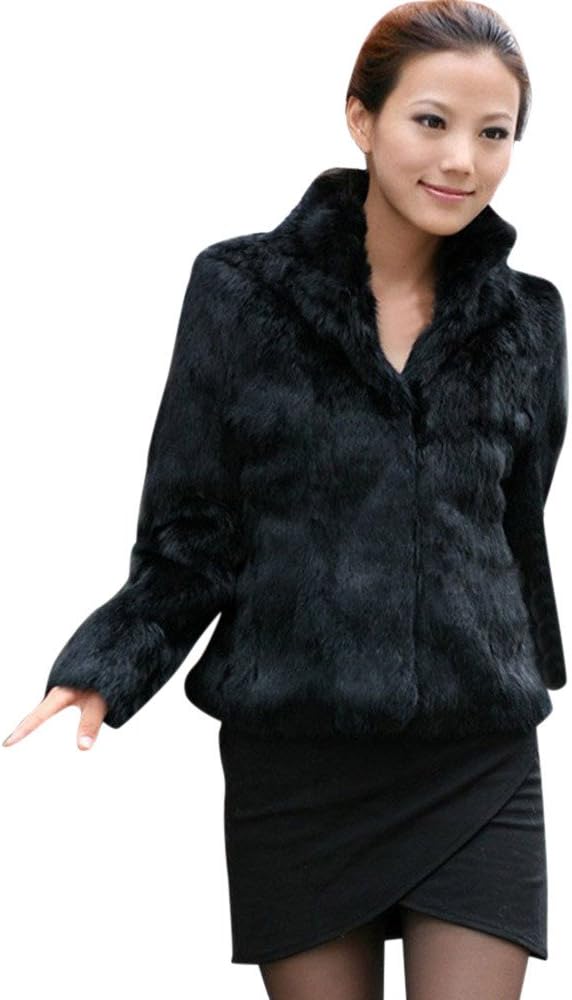 HARRYSTORE Women CoatHARRYSTORE Women Warm Faux Fur Fluffy Soft Short Coat High Neck Collar Autumn Winter Jacket Cape Poncho Parka Outerwear