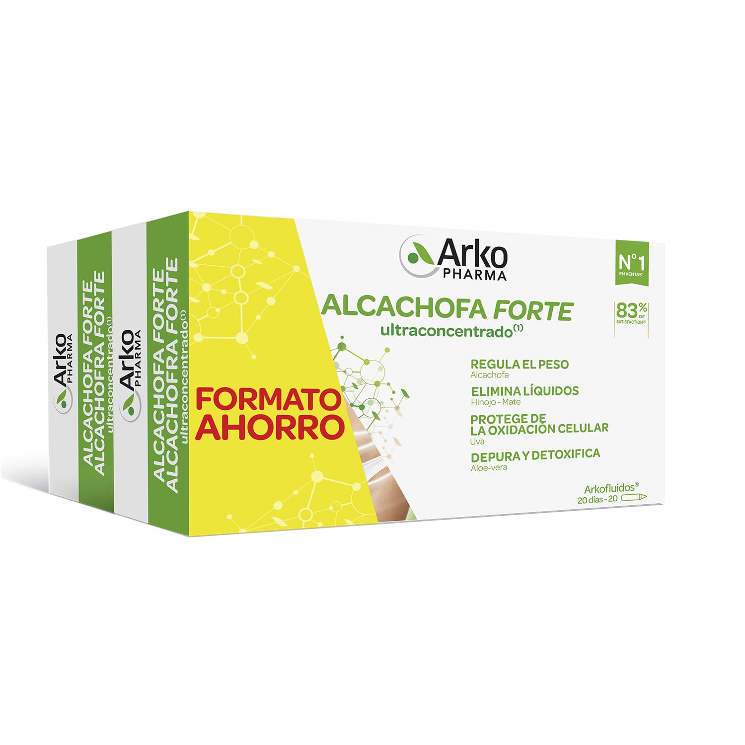 Arkopharma Arkofluido Alcachofa Forte BIO (x2) FORMATO AHORRO 40 Ampollas, Eliminar Toxinas del Organismo, Complemento Alimenticio