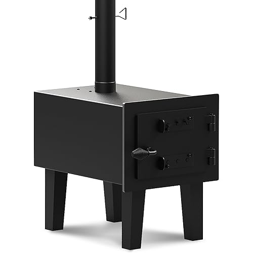 Wood Burning Fireplace with Chimney Pipe, Wooden Stoves for Home Heating, Outdoor Portable Wood-Burning Camp Stove, Alloy Steel Camping TentStove