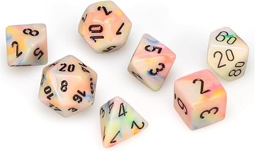 Chessex Juego de dados Juego de dados poliédricos de plástico negro de 0.394 in Dungeons and Dragons D&D DND TTRPG Incluye 7 dados D4 D6 D8 D10