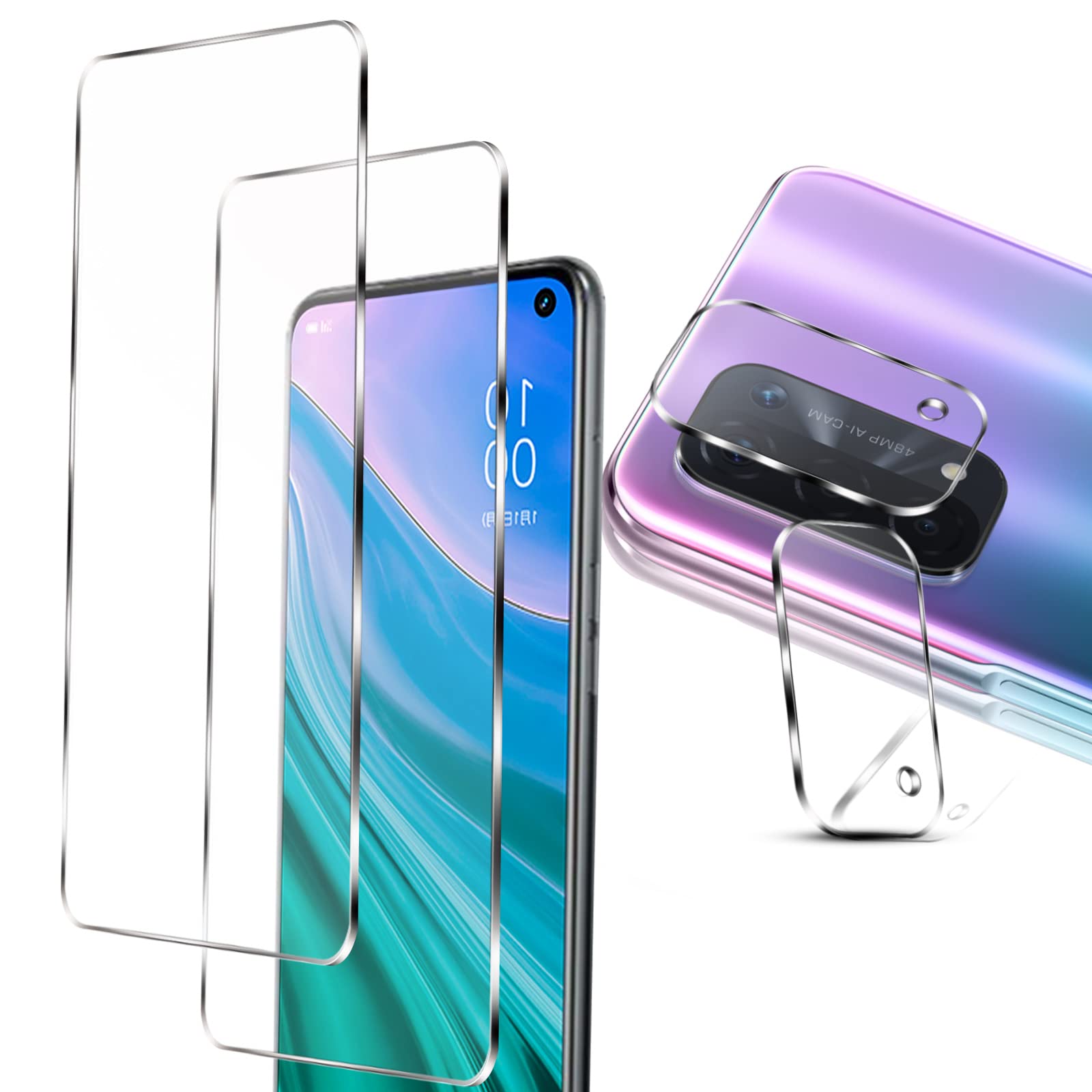 【4枚セット】 oppo a54 5g フィルム （2枚）+ カメラフィルム（2枚） 硬度9h 飛散防止 oppo a54 5g ガラスフィルム 指紋防止 高透過率 貼り付け簡単 気泡ゼロ a54 5g ガラスフィルム + レンズフィルム