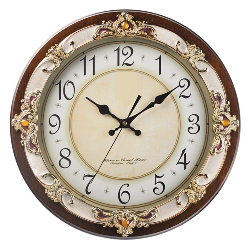 AZHKJKZH Wall Mounted Clock Modern Quartz Clock European Creative Waterproof Wall Living Room Mute Round Bedroom For Living Room(A)